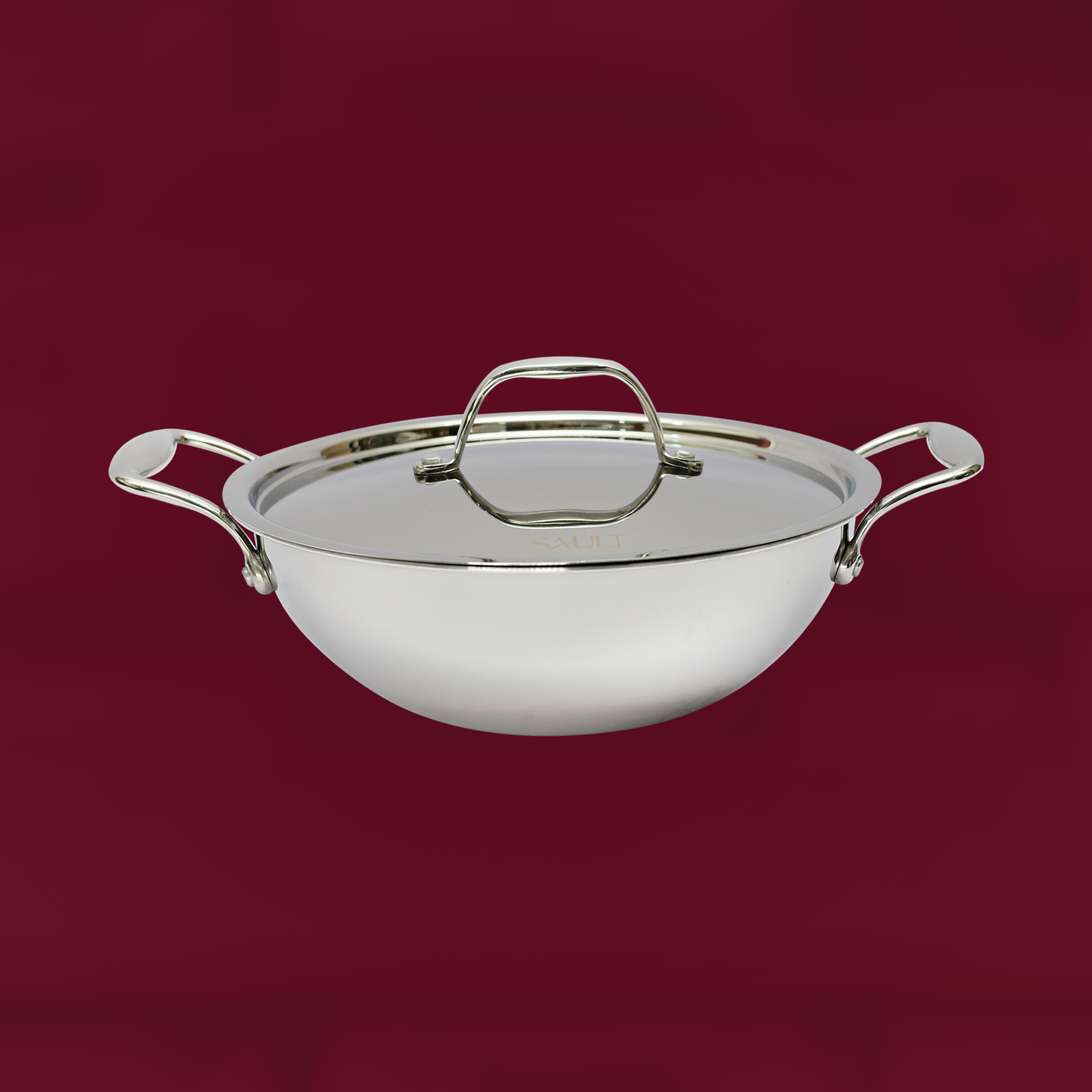 Triply Stainless Steel Kadhai with Lid – Heavy-Duty, Even-Heat Distribution Cookware for Deep Frying, Curries & More, Triple Coat