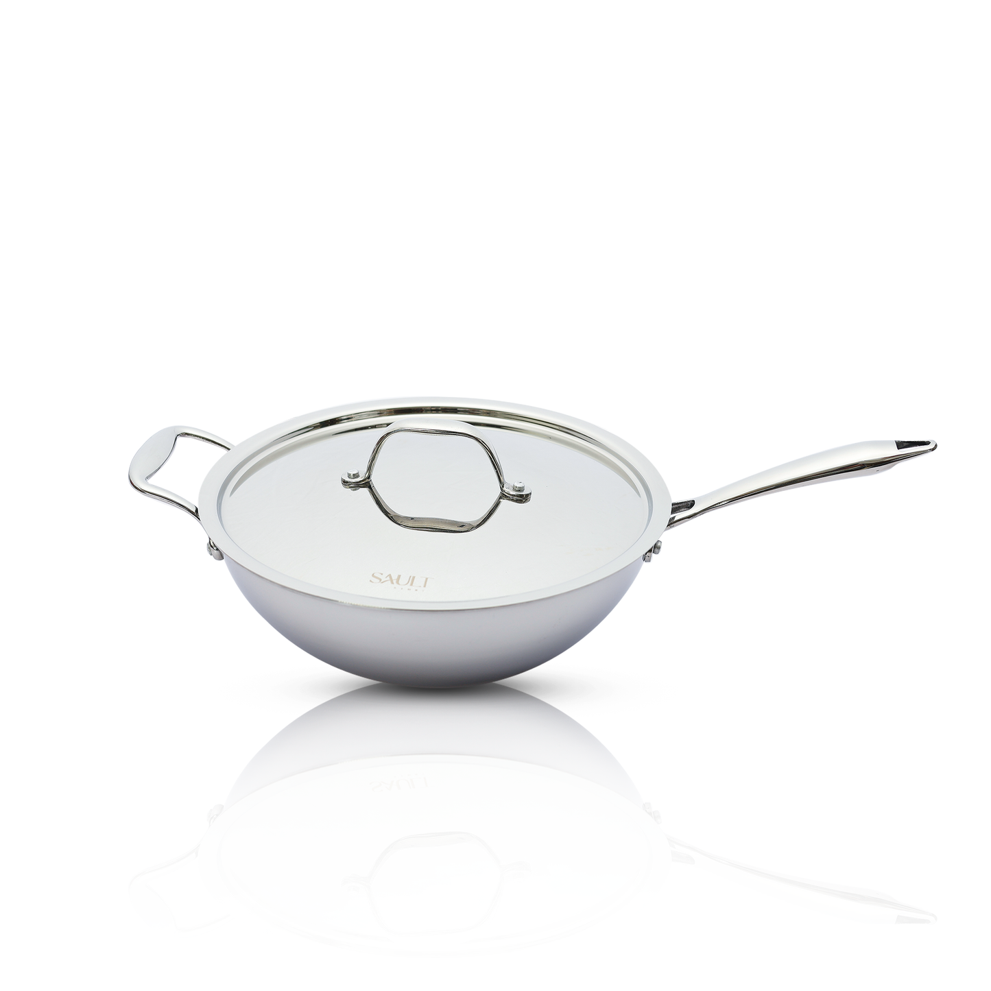 Premium Triplex Stainless Steel Cookware Combo – Wok with Lid 26cm, Frypan 22cm & Tadka Pan 11cm (3-Piece Set)