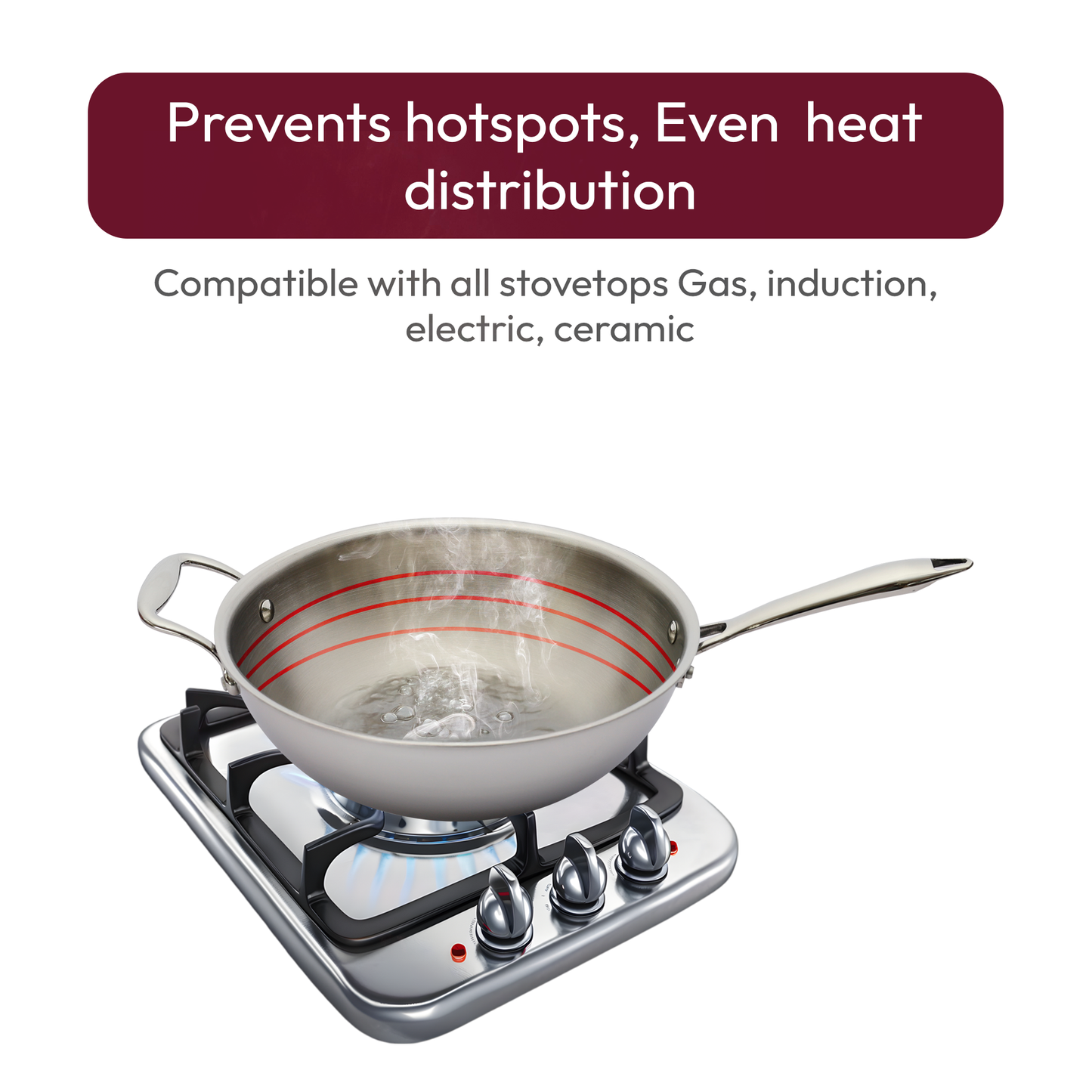 Triply Wok with Lid – Premium Stainless Steel Wok for Stir-Frying & High-Heat Cooking
