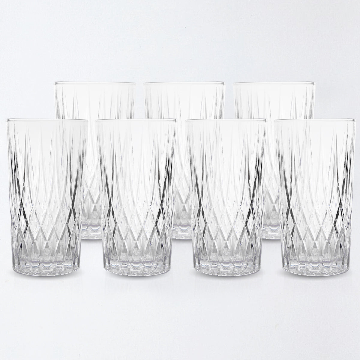 GLASS BORRO – Tall Diamond-Cut Highball Glass for Luxe Everyday Sipping