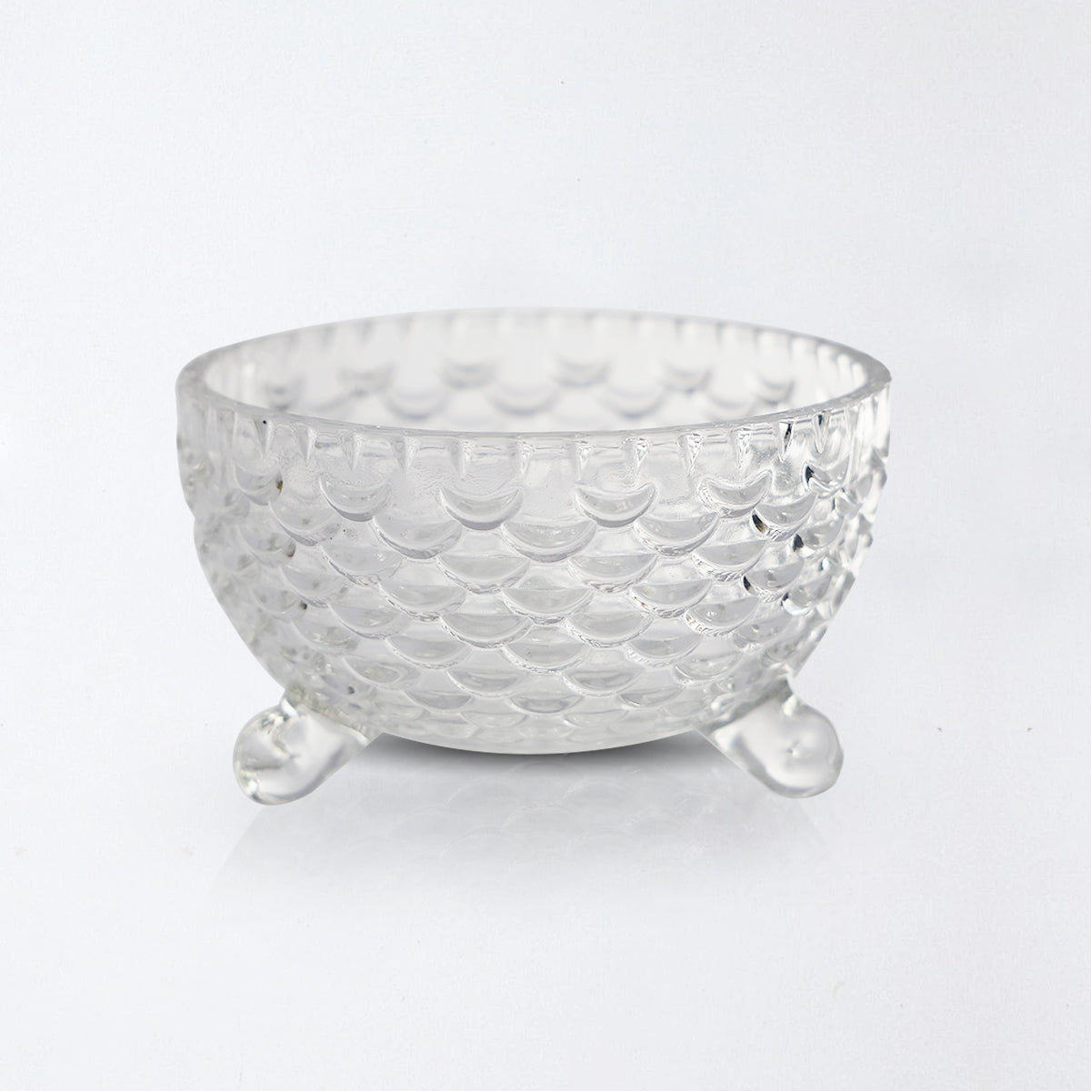 Elegant Textured Glass Bowl with Footed Base – 9.5×9.5×6 cm