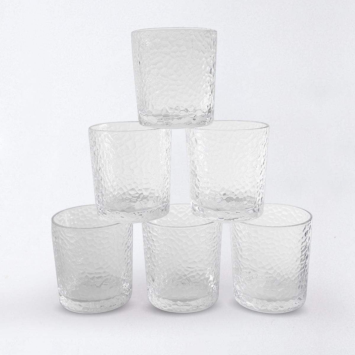 Hammered Texture Glass Tumblers | Stylish & Sturdy Drinkware