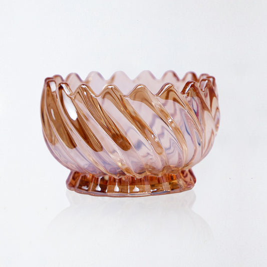 Golden Spiral Glass Dessert Bowl – Elegant Swirl Design for Modern Homes