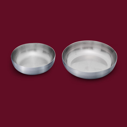 Stainless Steel Flat Katori Bowl – Food-Grade, Rust-Free Bowl for Halwa, salads, fruits, Snacks & Desserts