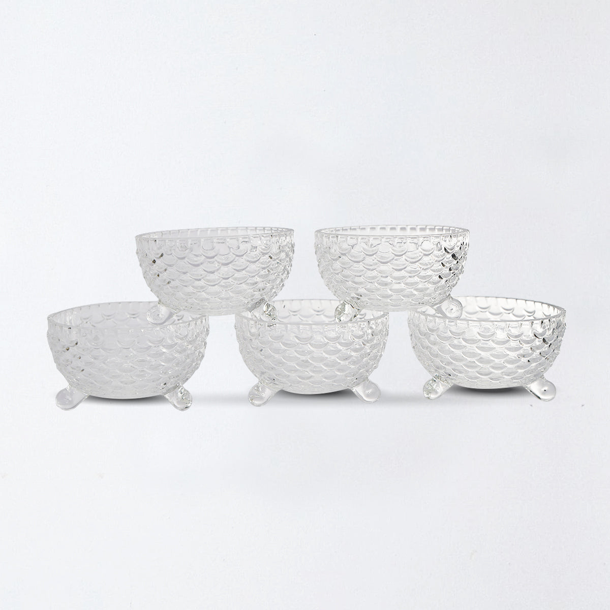 Elegant Textured Glass Bowl with Footed Base – 9.5×9.5×6 cm