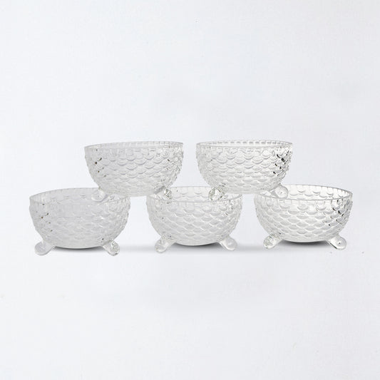 Elegant Textured Glass Bowl with Footed Base – 9.5×9.5×6 cm