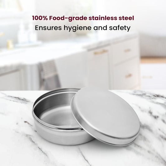 Deep Stainless Steel Storage Dabba – Heavy Gauge Food Container for Grains, Snacks & More