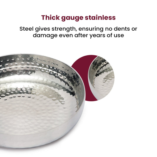Stainless Steel Halwa Plate – Food-Grade, Rust-Free Flat Bowl for Halwa, salads, fruits, Snacks & Desserts