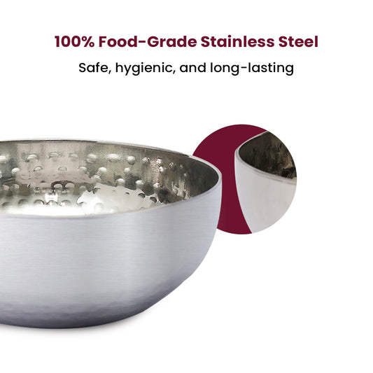 Hammered Stainless Steel Wati – Premium Food-Grade Serving Bowl for Daily Dining