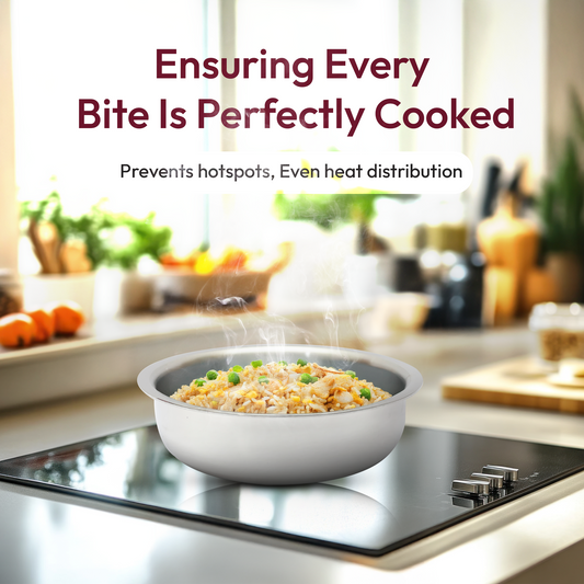 Large-Size Triplex Stainless Steel Langdi Cookware Set with Lids – 24cm, 26cm & 28cm – Perfect for Family & Party Cooking (3-Piece Set)