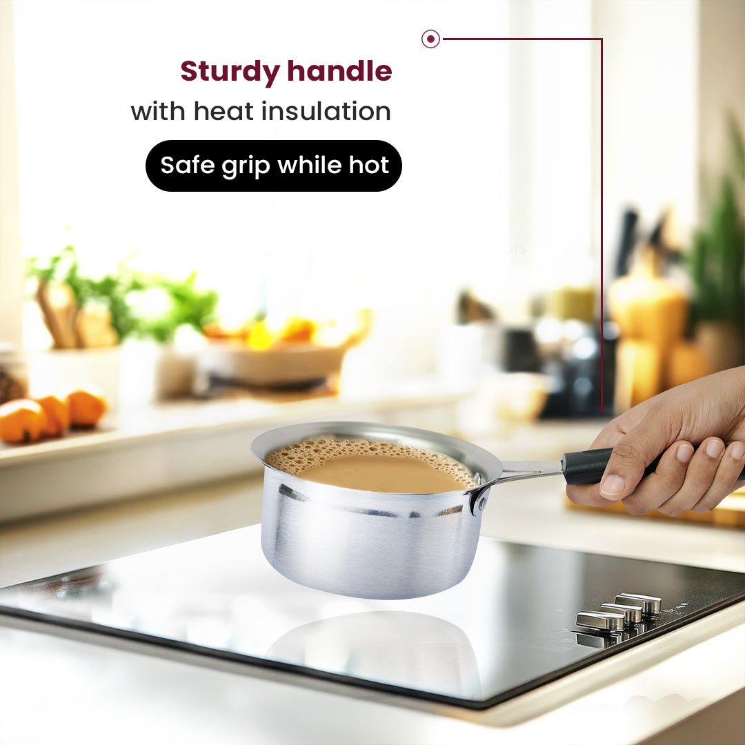Stainless Steel Sauce Pan with Handle – Durable & Food-Safe Pan for Boiling, Heating & Cooking