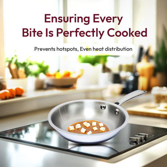 Triply Fry Pan with Lid – Durable Stainless Steel Pan for Frying, Searing & Everyday Cooking