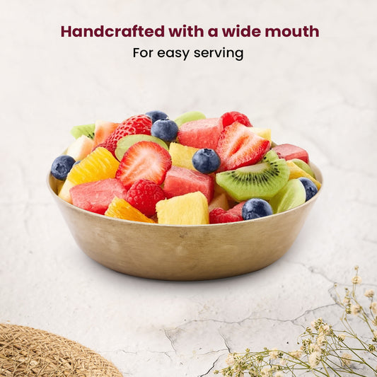 Traditional Flat Brass Pital Bowl – Handcrafted Elegance for Everyday Serving