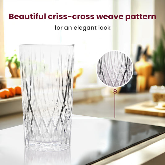 GLASS BORRO – Tall Diamond-Cut Highball Glass for Luxe Everyday Sipping