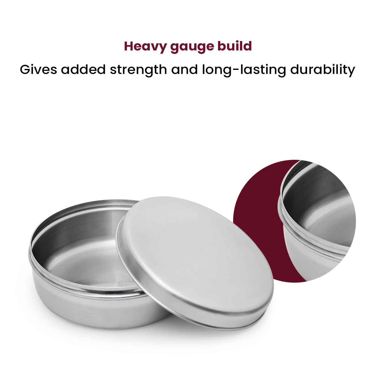 Deep Stainless Steel Storage Dabba – Heavy Gauge Food Container for Grains, Snacks & More