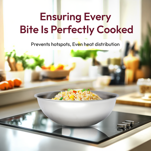 Triply Stainless Steel Tasla – Sturdy & Versatile Cooking Bowl for Mixing, Serving & Cooking, Heavy-Gauge Construction