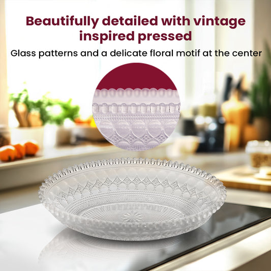 Pressed Glass Dessert Plates – Elegant. Intricate. Timeless. (KARBON PLATE KRS 7201)