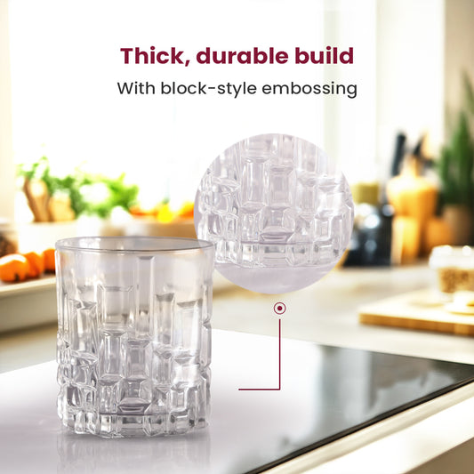 Embossed Ice Block Glass (6pc Set) – CROCK Hi Luxe Brick Whisky Tumbler