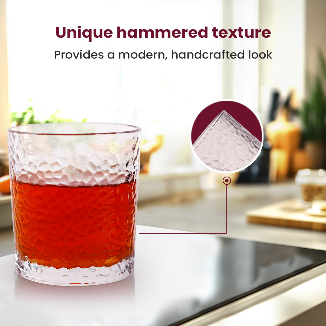 Hammered Texture Glass Tumblers | Stylish & Sturdy Drinkware