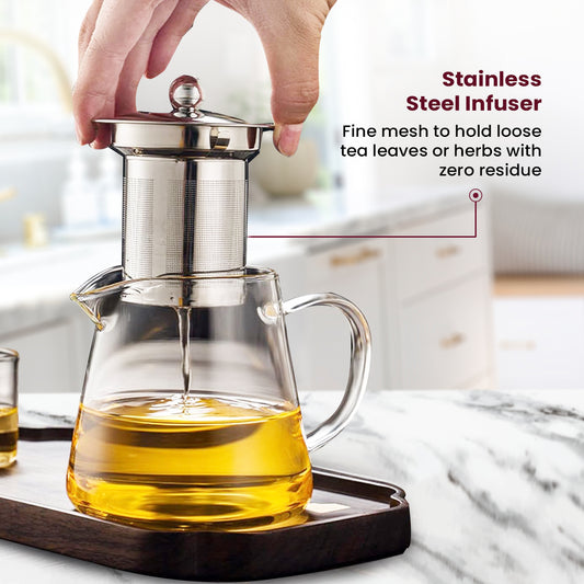 DELI KETTLE GPF 74-2 – Premium Glass Teapot with Stainless Steel Infuser & Lid