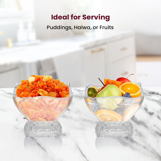 Elegant Crystal-Style Glass Dessert Fabiola Bowl (6pc Set)