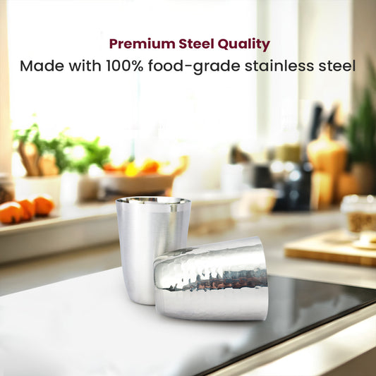 Premium Hammered Stainless Steel Glass – Elegant, Durable & Rust-Free Drinkware