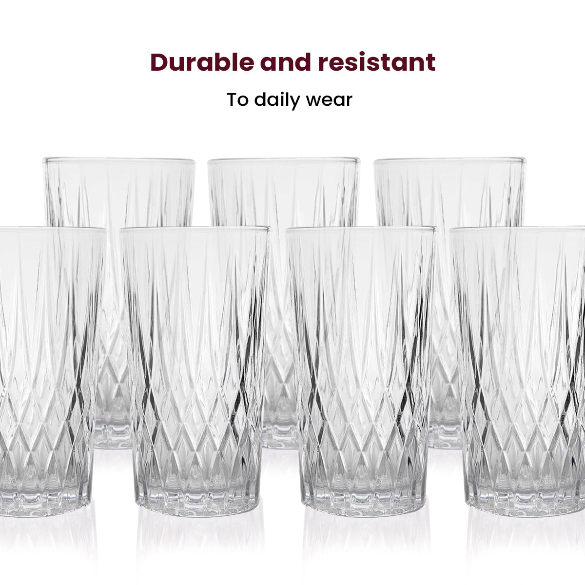 GLASS BORRO – Tall Diamond-Cut Highball Glass for Luxe Everyday Sipping