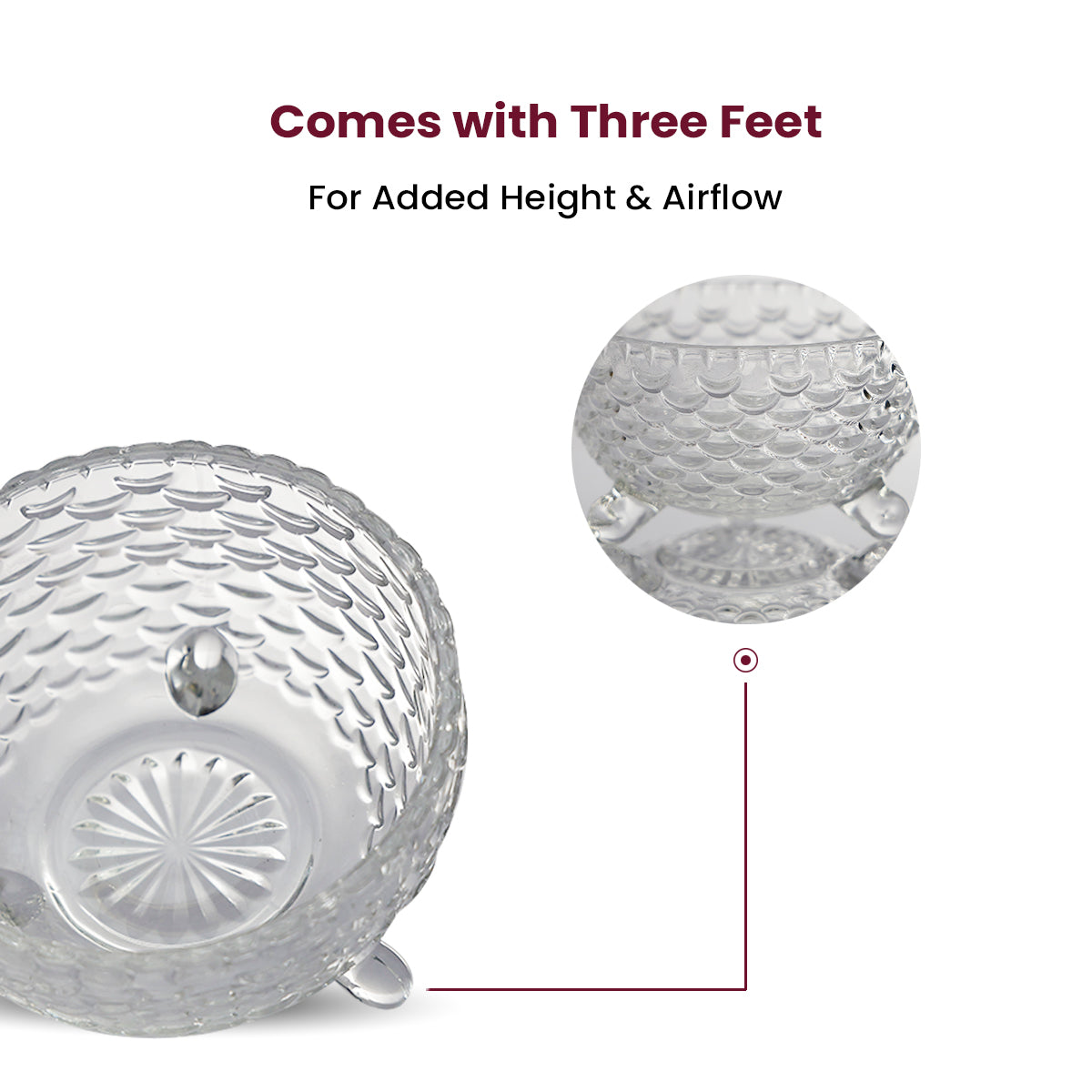 Elegant Textured Glass Bowl with Footed Base – 9.5×9.5×6 cm