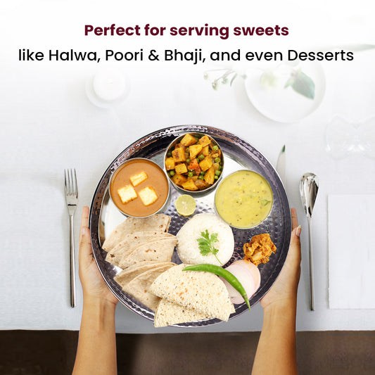 Premium Hammered Stainless Steel Plate – Elegant, Rustproof & Multi-Use Serving Dish
