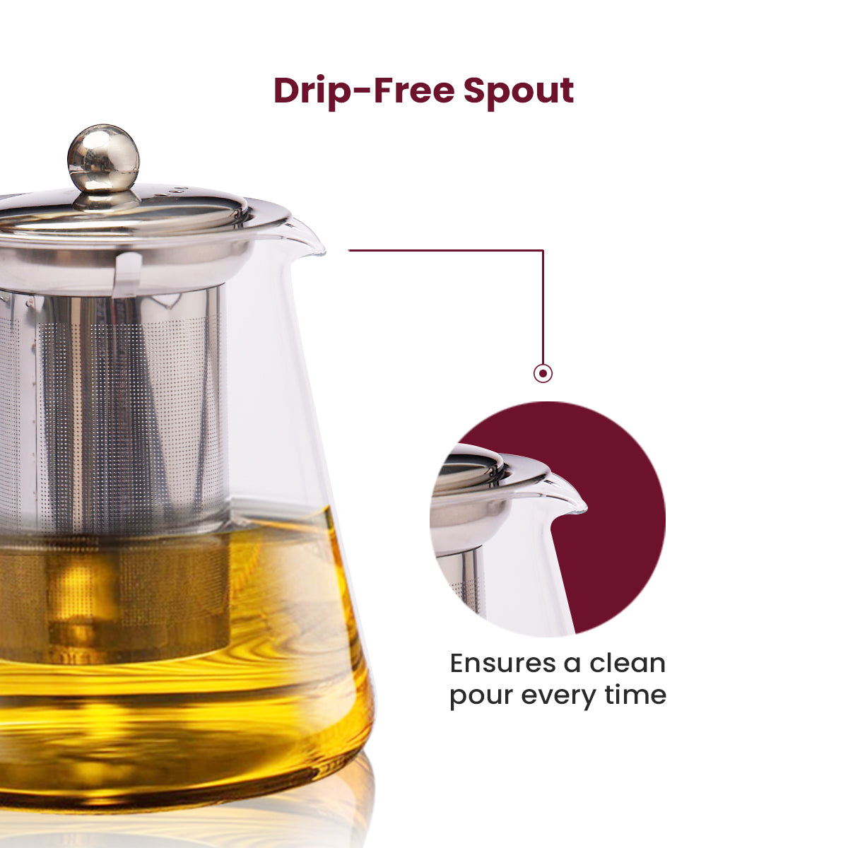 DELI KETTLE GPF 74-2 – Premium Glass Teapot with Stainless Steel Infuser & Lid