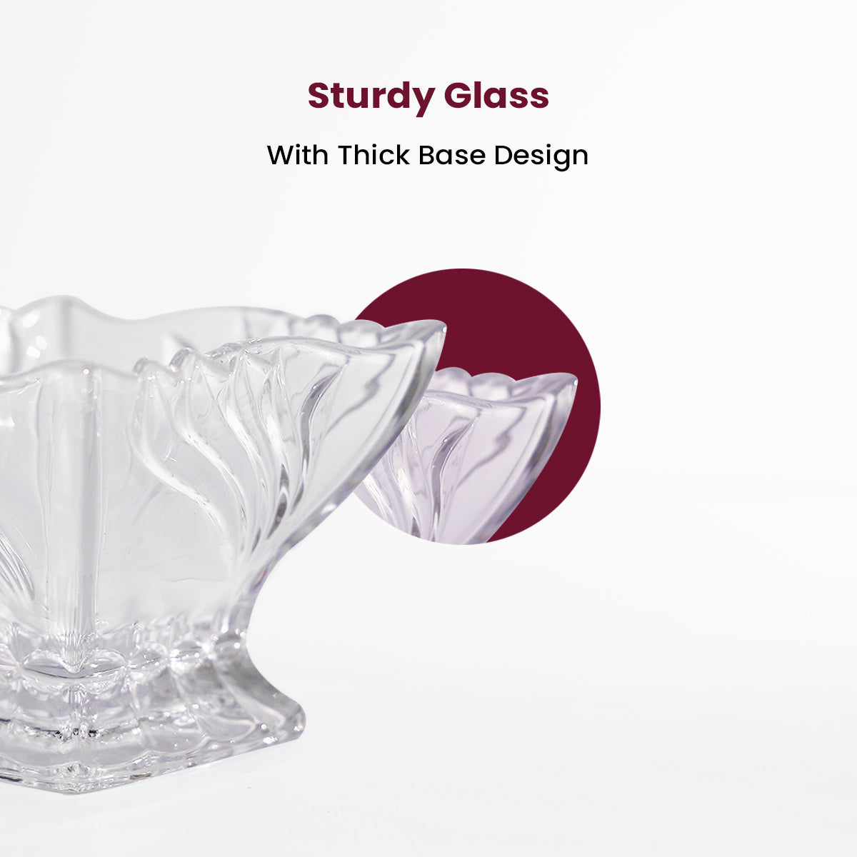 Elegant Crystal-Style Glass Dessert Fabiola Bowl (6pc Set)