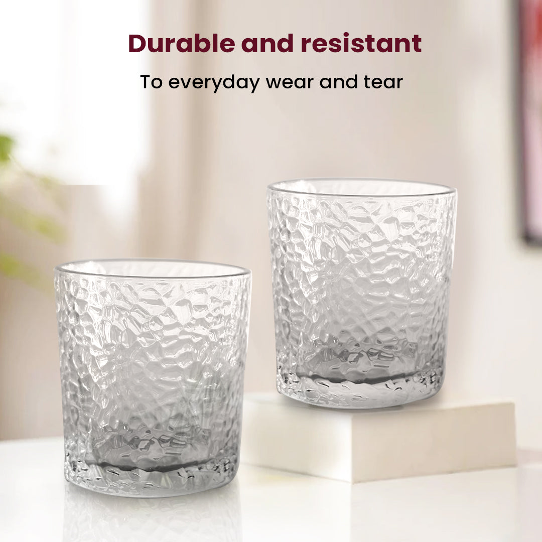 Hammered Texture Glass Tumblers | Stylish & Sturdy Drinkware