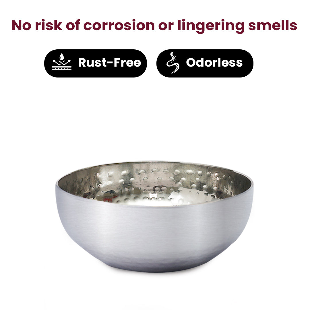Hammered Stainless Steel Wati – Premium Food-Grade Serving Bowl for Daily Dining