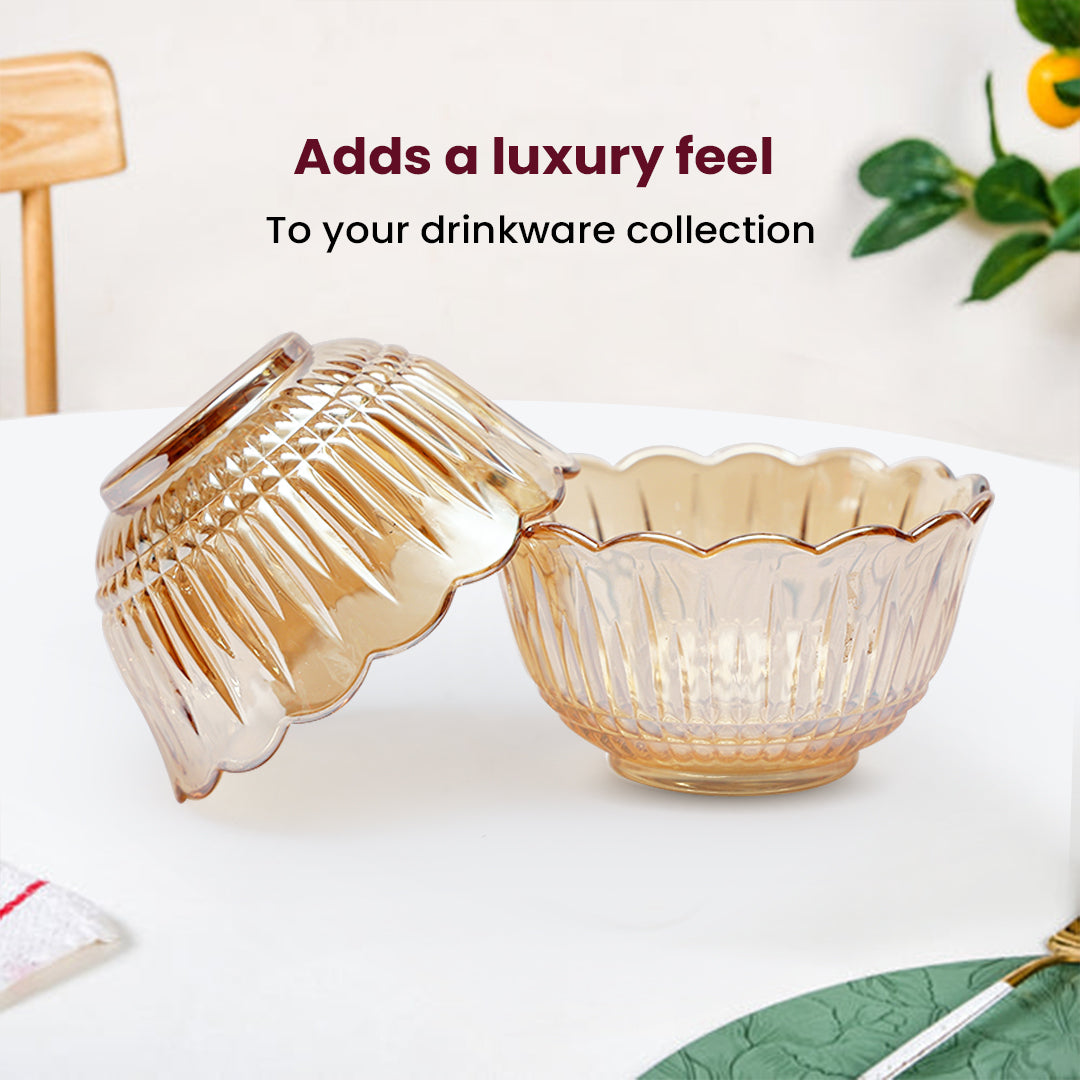 Elegant Golden Shine Glass Bowl – 9×9×5 cm Decorative & Functional Tableware