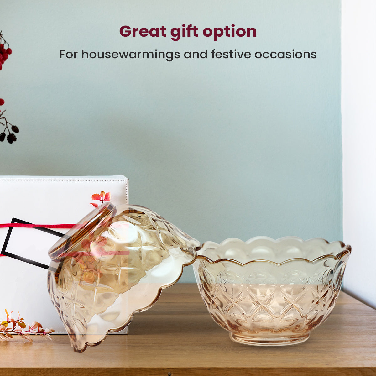 Luxurious Golden Glass Bowl – 9×9×5 cm Stylish Serveware & Décor
