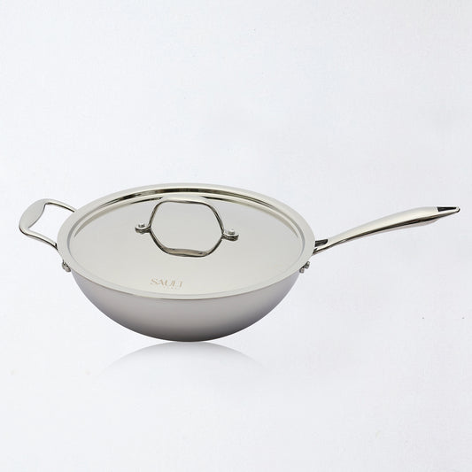 Triply Wok with Lid – Premium Stainless Steel Wok for Stir-Frying & High-Heat Cooking