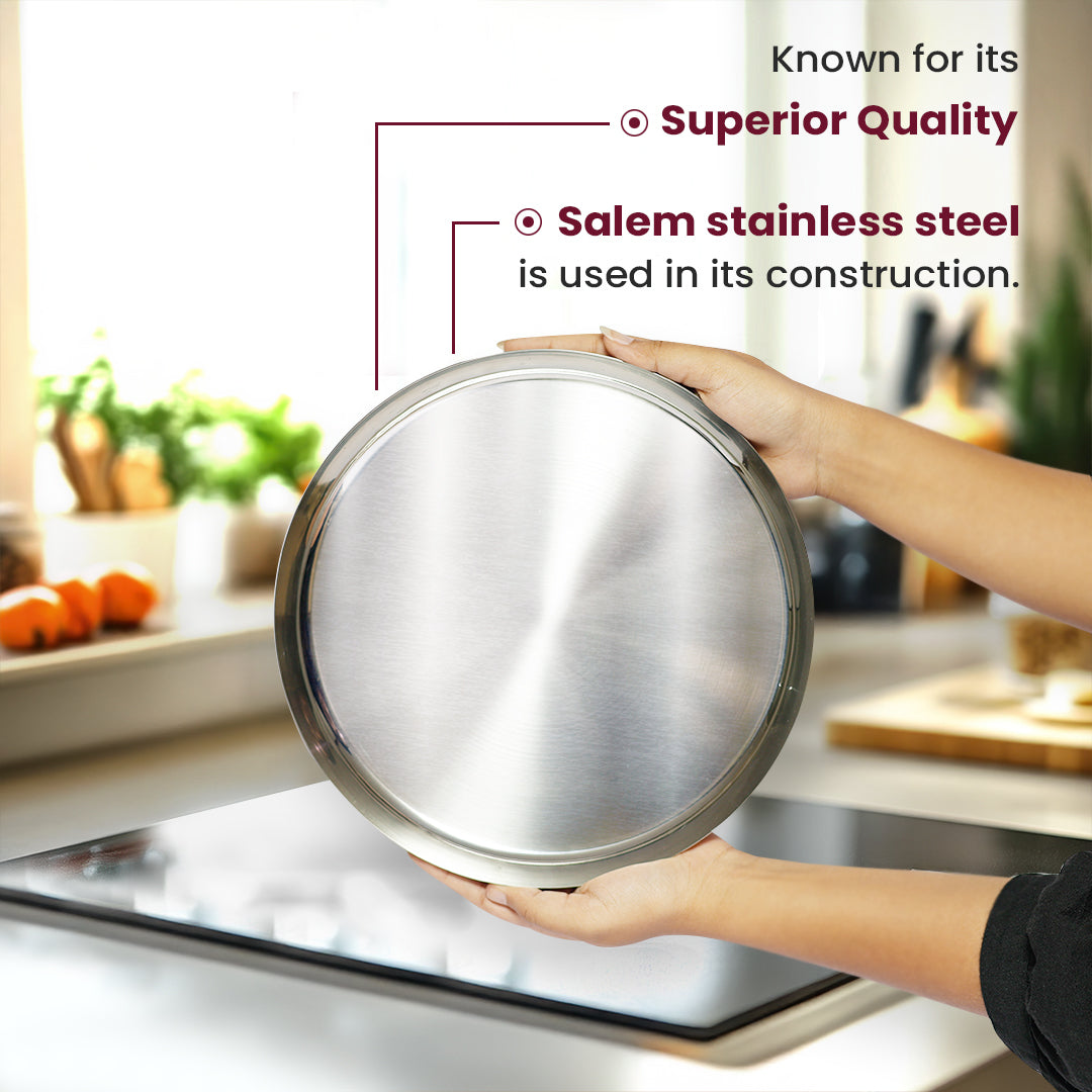 Stainless Steel Plate - Premium Quality Round Plate for Everyday Use - Durable, Rust-Free & Easy to Clean