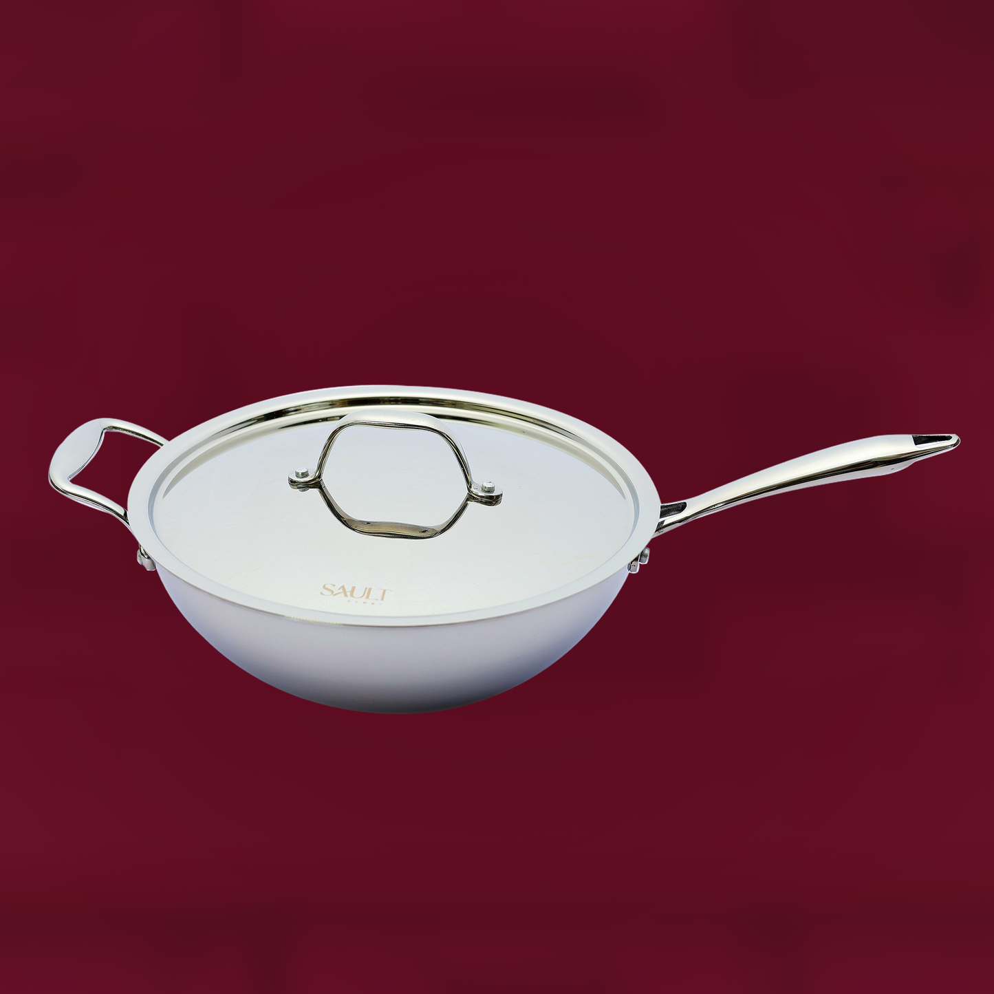 Triply Wok with Lid – Premium Stainless Steel Wok for Stir-Frying & High-Heat Cooking