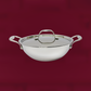 Triply Stainless Steel Kadhai with Lid – Heavy-Duty, Even-Heat Distribution Cookware for Deep Frying, Curries & More, Triple Coat