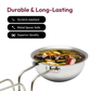 Premium Triplex Stainless Steel Cookware Combo – Wok with Lid 26cm, Frypan 22cm & Tadka Pan 11cm (3-Piece Set)