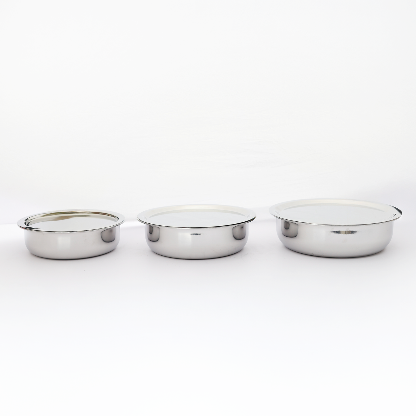 Premium Triplex Stainless Steel Langdi Cookware Set with Lids – 18cm, 20cm & 22cm – 3-Piece Set for Everyday Cooking