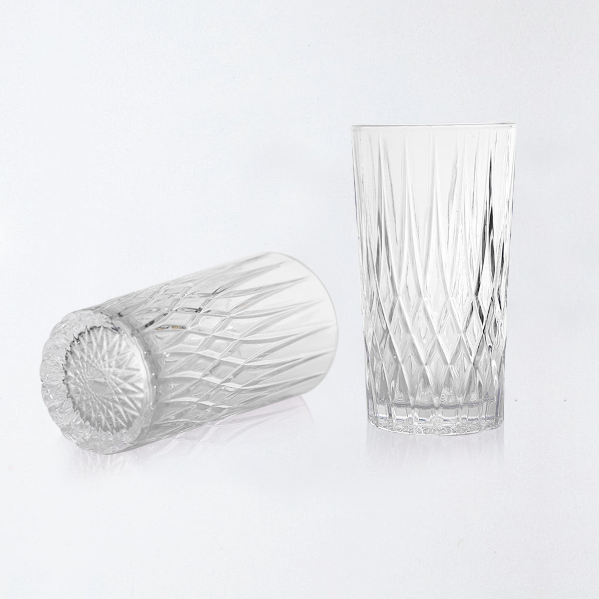 GLASS BORRO – Tall Diamond-Cut Highball Glass for Luxe Everyday Sipping