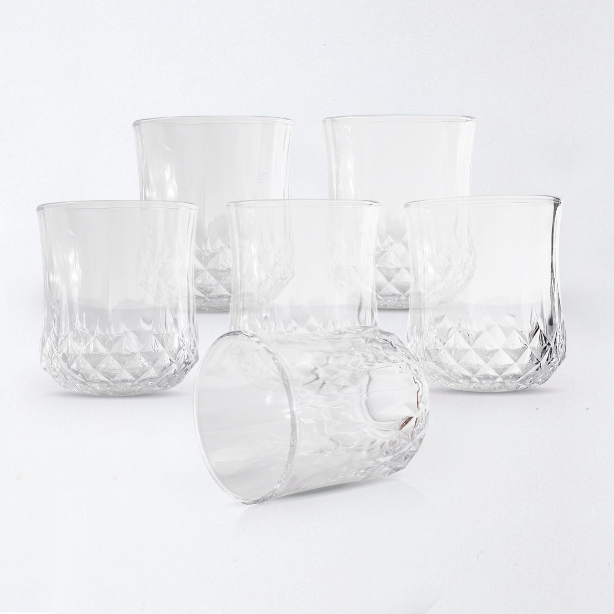 Diamond-Cut Curved Glass (Set of 6) – Where Art Meets Everyday Elegance
