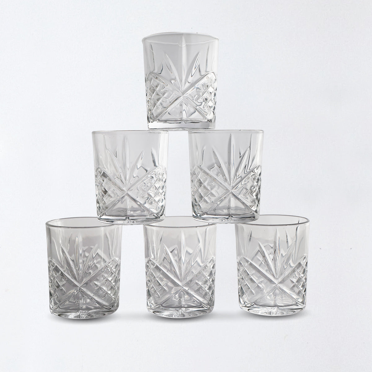 Elegant Cut Glass Tumbler – 8.5×8.5×10 cm Premium Drinking Glass for Whiskey, Cocktails & Beverages