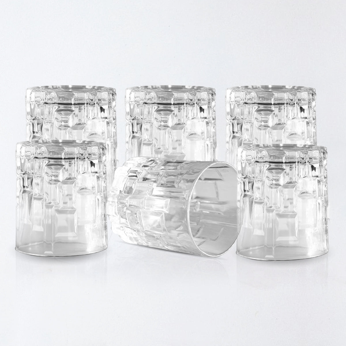 Embossed Ice Block Glass (6pc Set) – CROCK Hi Luxe Brick Whisky Tumbler