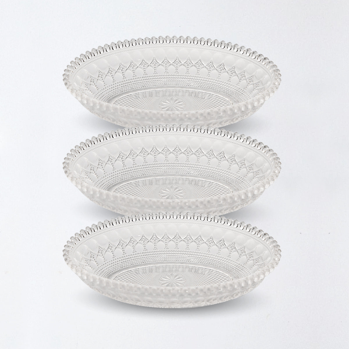 Pressed Glass Dessert Plates – Elegant. Intricate. Timeless. (KARBON PLATE KRS 7201)