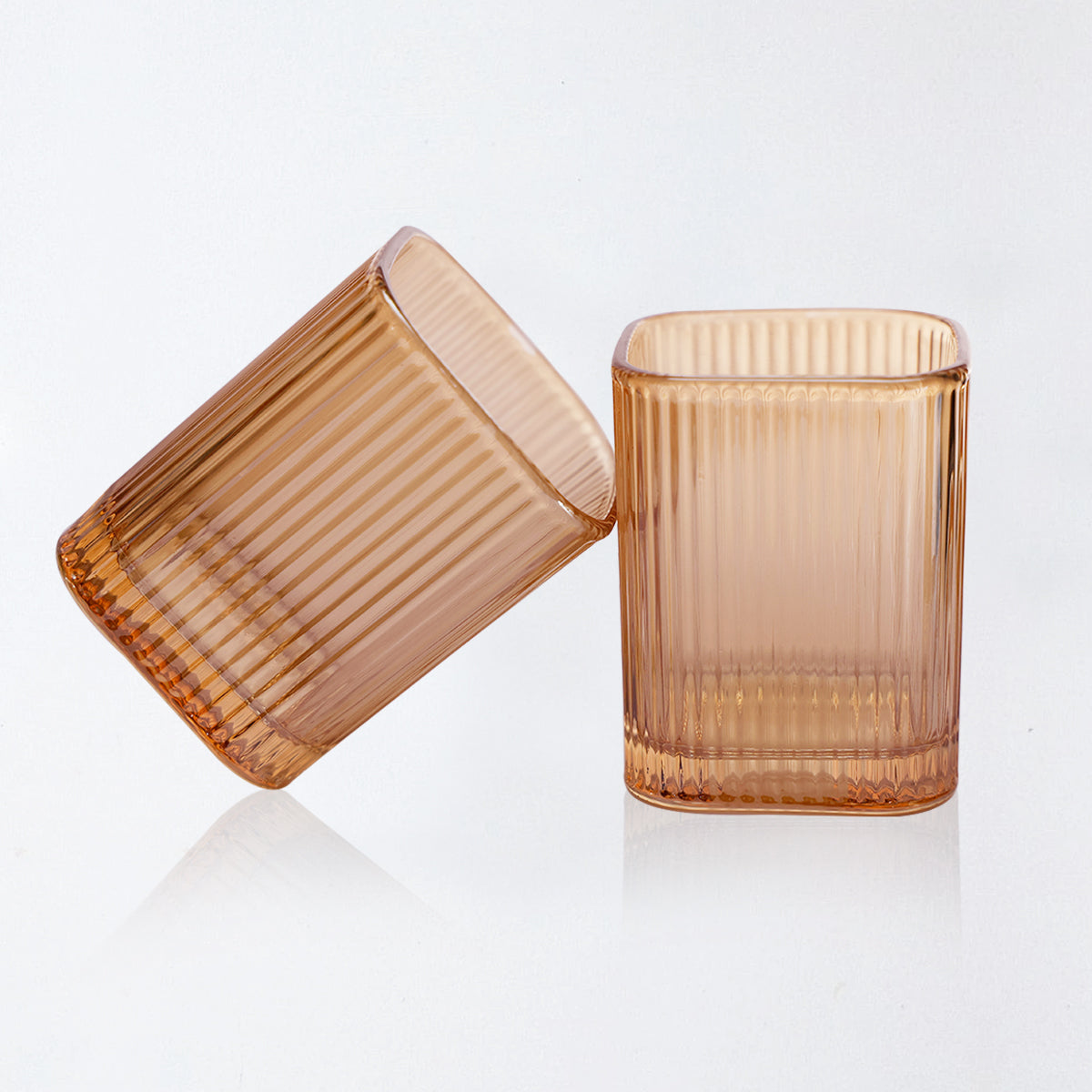 Amber Ribbed Glass Tumblers | Retro Charm in Modern Design