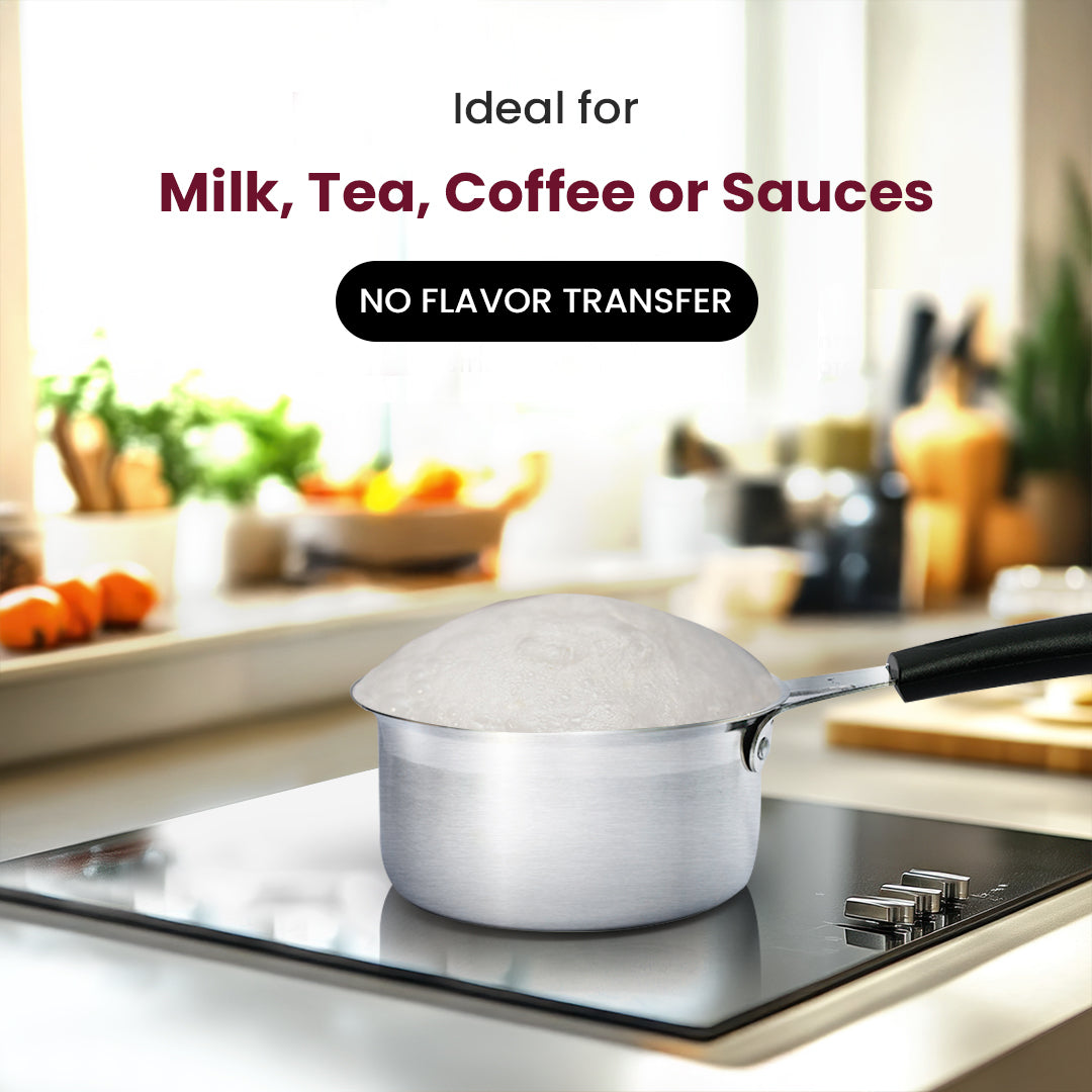 Premium Triplex Stainless Steel Mini Cookware Set – Kadhai with Lid (16cm), Frypan (16cm), Sauce Pan Mini (10cm) & Tadka Pan (11cm) – 4-Piece Set