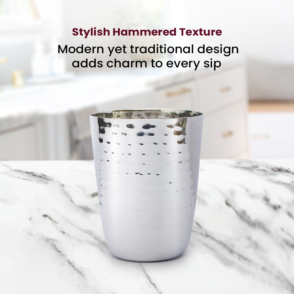 Premium Hammered Stainless Steel Glass – Elegant, Durable & Rust-Free Drinkware