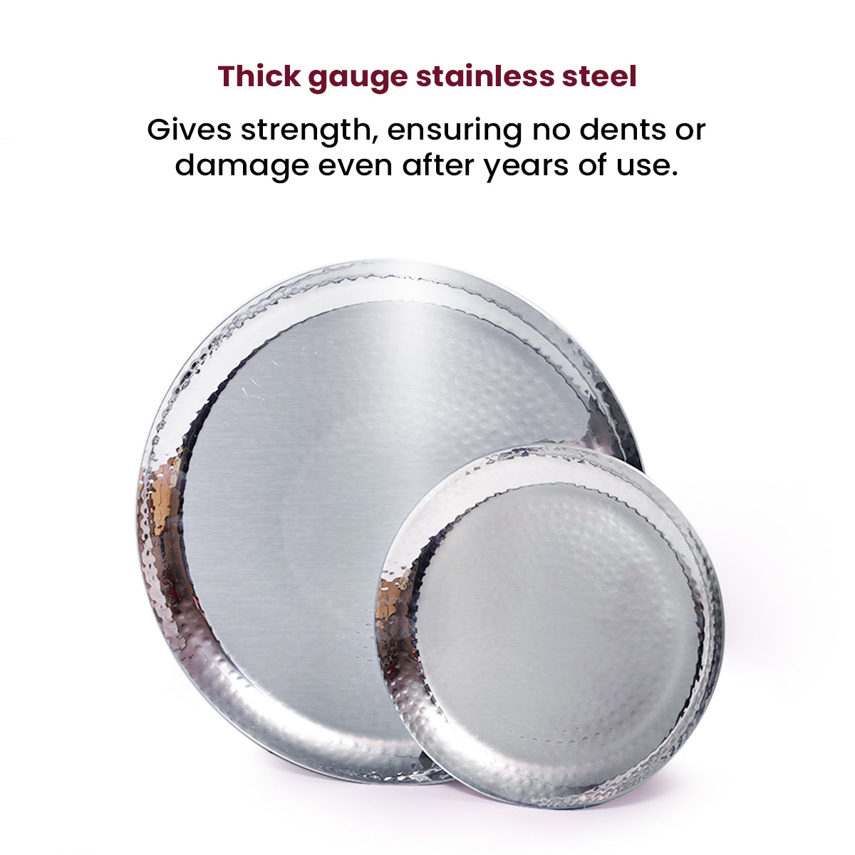 Premium Hammered Stainless Steel Plate – Elegant, Rustproof & Multi-Use Serving Dish